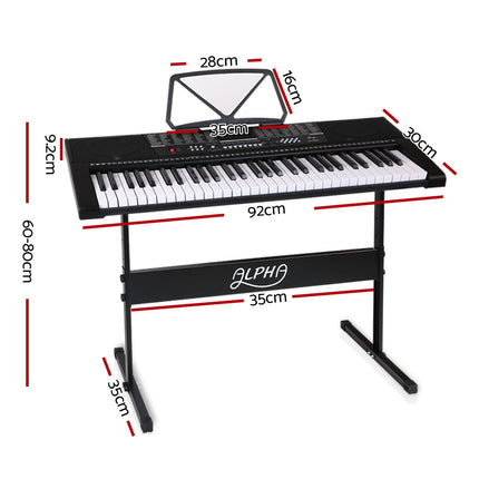 Alpha 61 Keys Electronic Piano Keyboard Digital Electric w/ Stand Sound Speaker Dropshipzone