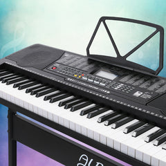 Alpha 61 Keys Electronic Piano Keyboard Digital Electric w/ Stand Lighted Black Dropshipzone