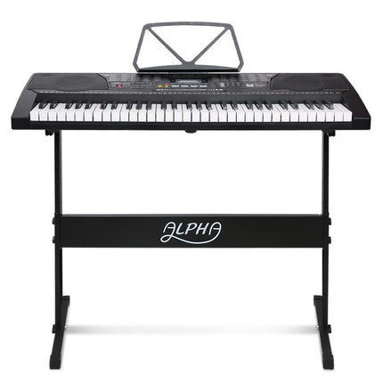 Alpha 61 Keys Electronic Piano Keyboard Digital Electric w/ Stand Lighted Black Dropshipzone