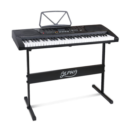 Alpha 61 Keys Electronic Piano Keyboard Digital Electric w/ Stand Lighted Black Dropshipzone