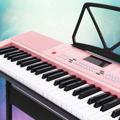 Alpha 61 Keys Electronic Piano Keyboard Digital Electric w/ Stand Lighted Pink Dropshipzone