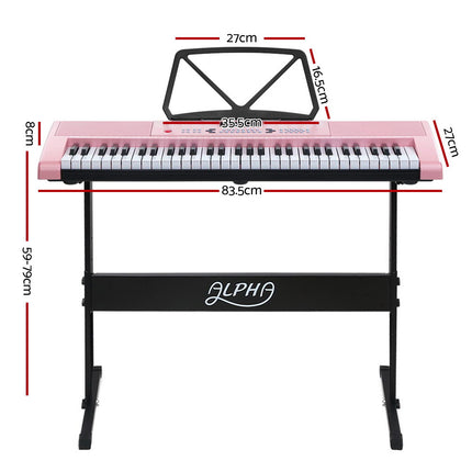 Alpha 61 Keys Electronic Piano Keyboard Digital Electric w/ Stand Lighted Pink Dropshipzone