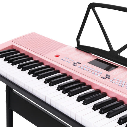 Alpha 61 Keys Electronic Piano Keyboard Digital Electric w/ Stand Lighted Pink Dropshipzone