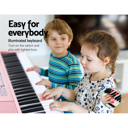 Alpha 61 Keys Electronic Piano Keyboard Digital Electric w/ Stand Lighted Pink Dropshipzone