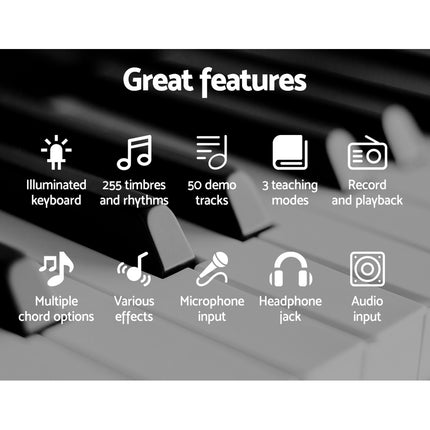 Alpha 61 Keys Electronic Piano Keyboard Digital Electric w/ Stand Lighted Pink Dropshipzone