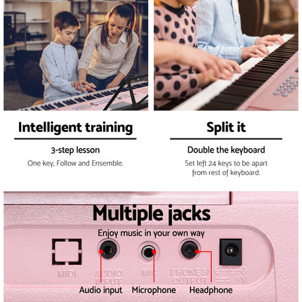 Alpha 61 Keys Electronic Piano Keyboard Digital Electric w/ Stand Lighted Pink Dropshipzone