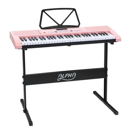 Alpha 61 Keys Electronic Piano Keyboard Digital Electric w/ Stand Lighted Pink Dropshipzone