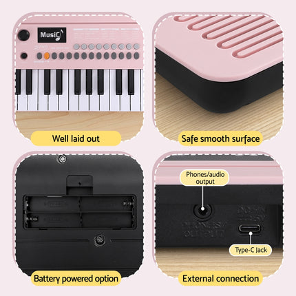 Alpha 37-Key Digital Piano Keyboard for Kids Beginners Electronic Keyboard Piano Gift Pink Dropshipzone