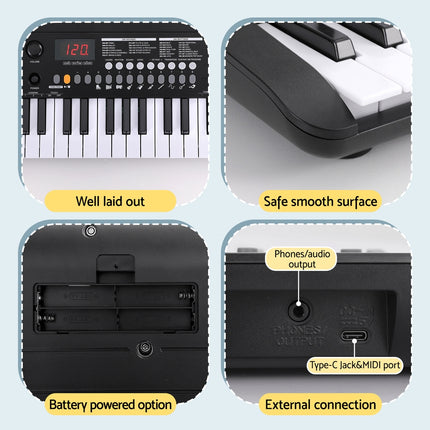 Alpha 37-Key Digital Piano Keyboard Electric Black Dropshipzone