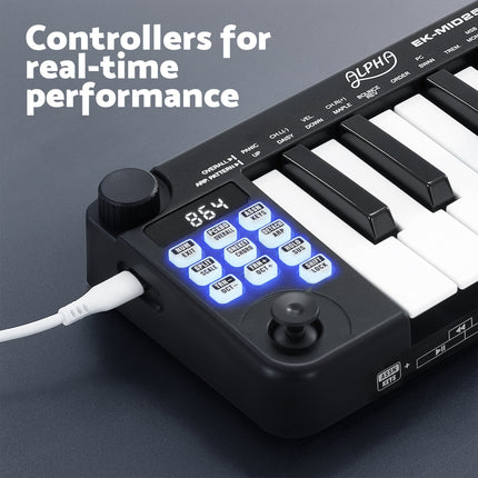 Alpha 25-Key MIDI Keyboard Controller Portable USB Laptop Black Dropshipzone