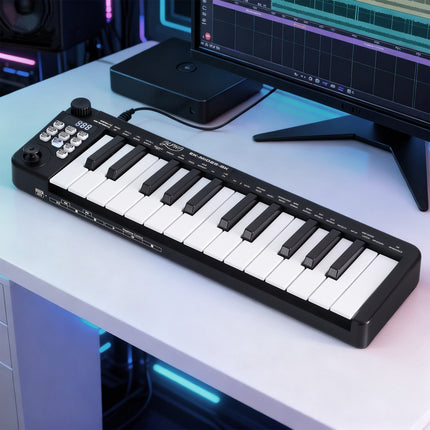 Alpha 25-Key MIDI Keyboard Controller Portable USB Laptop Black Dropshipzone