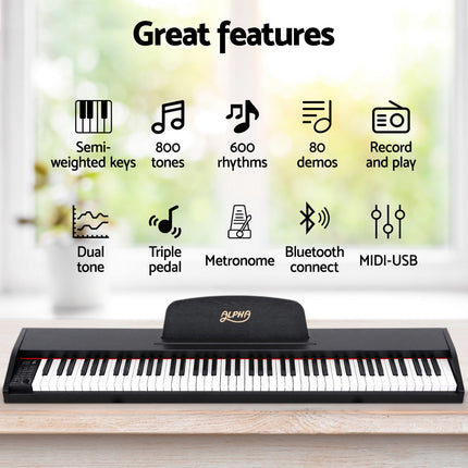 Alpha 88 Keys Digital Piano Keyboard Electronic w/ Stand Dropshipzone