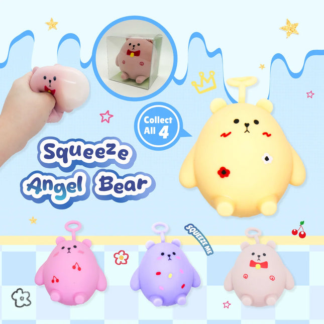 Squeeze Angel Bear, Squishy Fidget Toys in colorful bear designs for sensory play