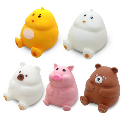 Squeeze Chubby Pal, Squishy Fidget Toys featuring five colourful animal figures