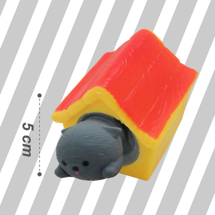 Squeeze Popper Dog House , Squishy Fidget Toys with grey dog squishy in a colorful house