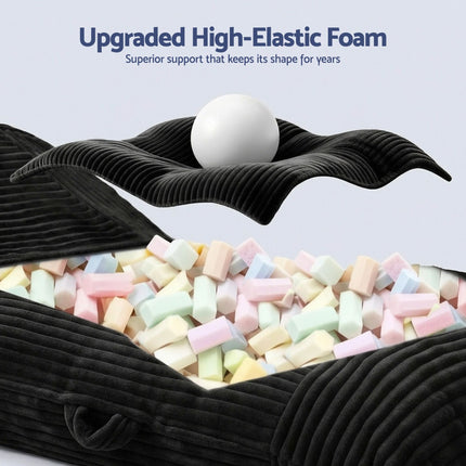 Artiss 3-in-1 Bean Bag Chair for Living Room Convertible Floor Sofa Dark Grey with high-elastic foam support layers