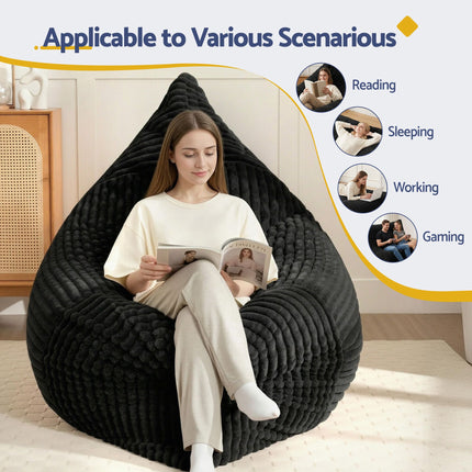 Artiss 3-in-1 Bean Bag Chair for Living Room Convertible Floor Sofa Dark Grey with woman reading comfortably seated