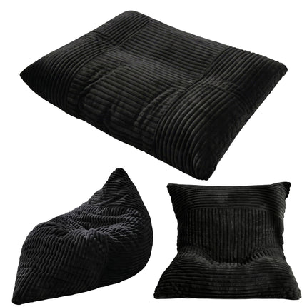 Artiss 3-in-1 Bean Bag Chair for Living Room Convertible Floor Sofa Dark Grey shown in three comfortable seating shapes