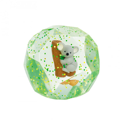 Smooshos Super Squeeze Diamond Sphere GID Koala sensory squishy with glitter and a koala inside a faceted sphere.