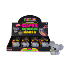 Smooshos Super Squeeze Furry Pals Koala sensory fidget toy displayed with packaging in a store box.
