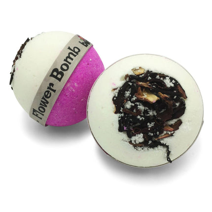 Flower Bomb Bubble Bath Bomb in Pink Lychee and Rose Petals Set of 6, calming sensory bath aid helping families thrive