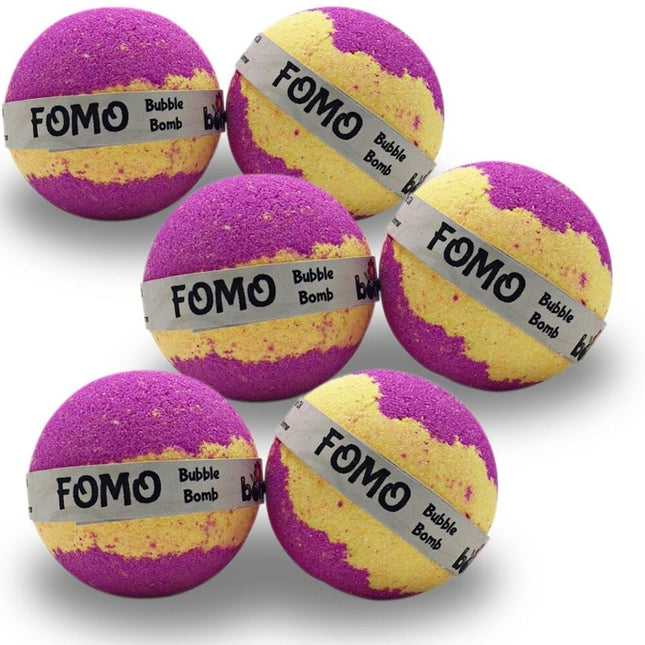 FOMO Bubble Bath Bomb 6 Pack Creates Thick Luscious Bubbles That Last for Ages - Never Miss a Party, sensory bath fun.