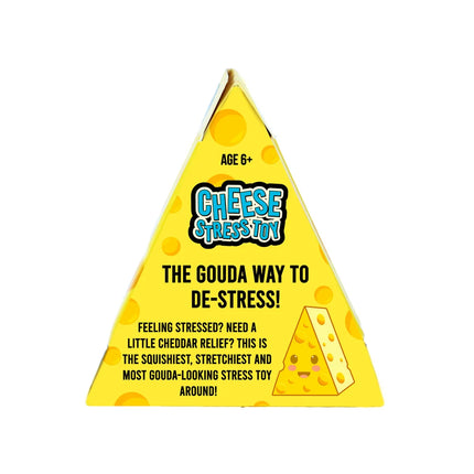 Gift Republic - Cheese Stress To yellow cheese shaped stress toy packaging for sensory fidget play