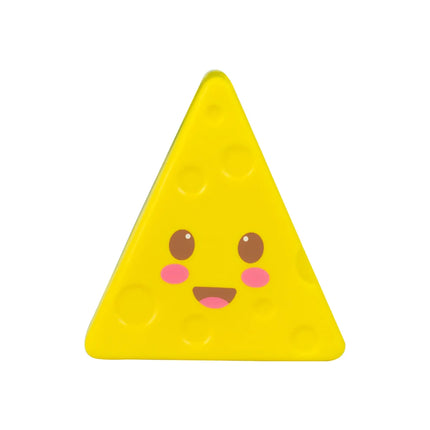 Gift Republic - Cheese Stress To yellow cheese shaped stress toy with a smiling face