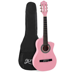 Alpha 34 Inch Classical Guitar Wooden Body Nylon String Beginner Kids Gift Pink Dropshipzone