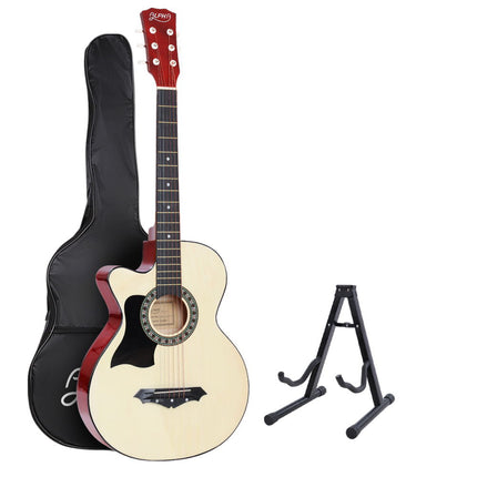 Alpha 38 Inch Acoustic Guitar Wooden Body Steel String w/ Stand Left Handed Dropshipzone