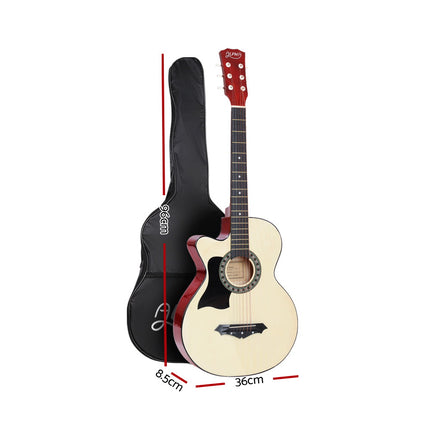 Alpha 38 Inch Acoustic Guitar Wooden Body Steel String w/ Stand Left Handed Dropshipzone