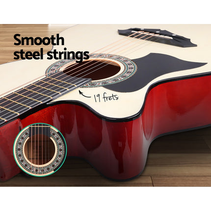 Alpha 38 Inch Acoustic Guitar Wooden Body Steel String w/ Stand Left Handed Dropshipzone