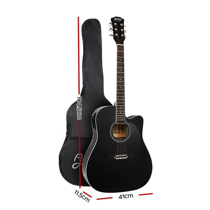 Alpha 41 Inch Acoustic Guitar Equaliser Electric Output Cutaway w/ Stand Black Dropshipzone