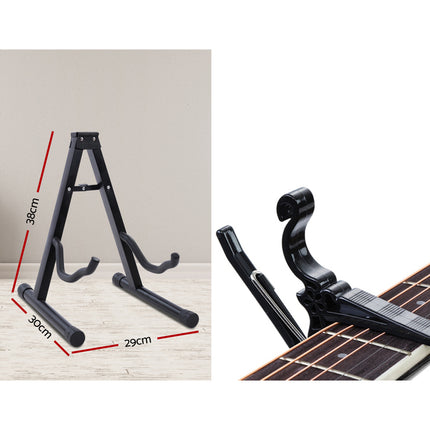 Alpha 41 Inch Acoustic Guitar Equaliser Electric Output Cutaway w/ Stand Black Dropshipzone