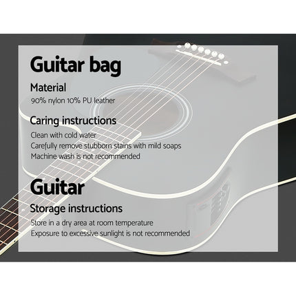 Alpha 41 Inch Acoustic Guitar Equaliser Electric Output Cutaway w/ Stand Black Dropshipzone