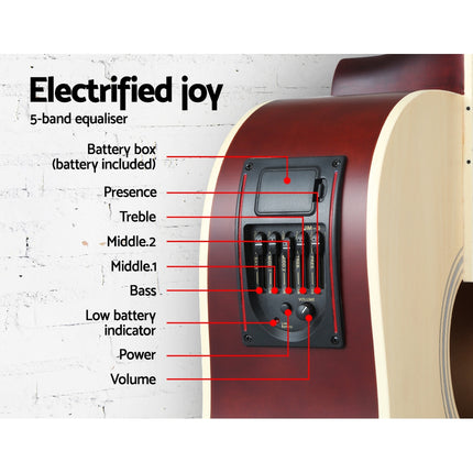 Alpha 41 Inch Acoustic Guitar Equaliser Electric Output Jack Cutaway Wood Dropshipzone