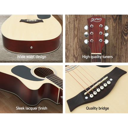 Alpha 41 Inch Acoustic Guitar Equaliser Electric Output Jack Cutaway Wood Dropshipzone