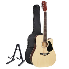 Alpha 41 Inch Acoustic Guitar Equaliser Electric Output Cutaway w/ Stand Wood Dropshipzone