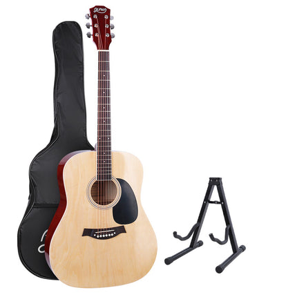 Alpha 41 Inch Acoustic Guitar Wooden Body Steel String Dreadnought Stand Wood Dropshipzone