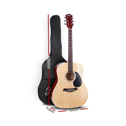 Alpha 41 Inch Acoustic Guitar Wooden Body Steel String Dreadnought Stand Wood Dropshipzone