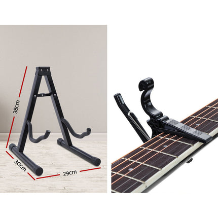 Alpha 41 Inch Acoustic Guitar Wooden Body Steel String Dreadnought Stand Wood Dropshipzone