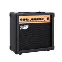 Black Alpha GA-15 audio amplifier with orange control panel and front speaker grille
