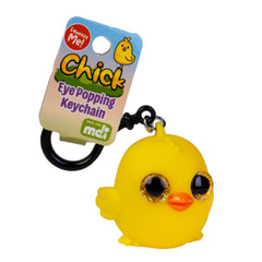 Chick Eye Popping Keychain yellow chick fidget toy with large eyes on black ring, helping families thrive with tools to calm connect support