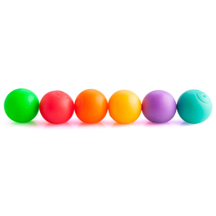 Smoosho's Sticky Splat Ballz - Set of 3 shown alongside colorful sensory fidget balls for tactile play and stress relief.
