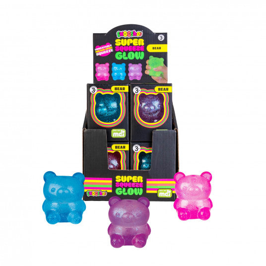 Smoosho's Super Squeeze Bear sensory squishy toys displayed in colourful packaging