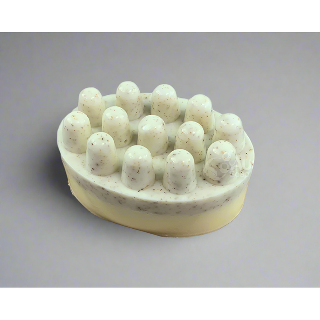 Harmony Blend Triple Butter Scrubby Soap with textured bumps for gentle exfoliation, helping families thrive with calm and support.