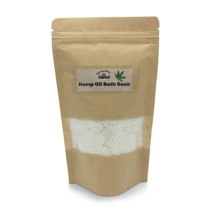 The Bath Bomb Body Soak Set includes Luxury Bath Bombs and Bubble Salt Body Soak in a natural hemp oil bath soak package.