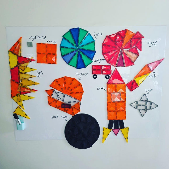 Magnetic Marker Wall Decal for Kids, 120×90cm — JDECAL with colourful magnetic space tile designs