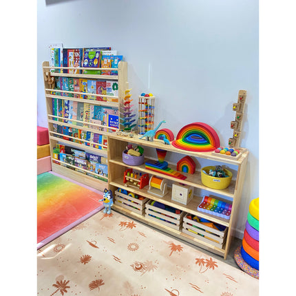 4 Tier Open-ended Toy Shelf -- Varnished Solid HardWood