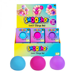 Smoosho's Colour Change Ball sensory fidget toy display with blue, pink, and purple balls for calming and support.